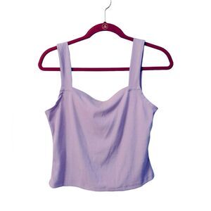 SHEIN Lavender Basic Rib Square Neck Crop Camisole Size XL